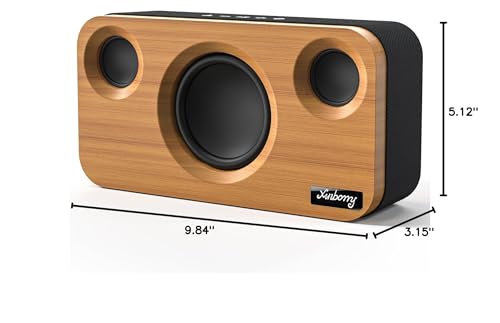 Bluetooth Speaker with Deep Bass, 40W(Peak) Wireless Portable Speaker with TWS, AUX, TF Card, Stereo Sound Wood Home Audio Sync up to 100 Bluetooth 5.3 Speakers For Home Party, Outdoor Camping