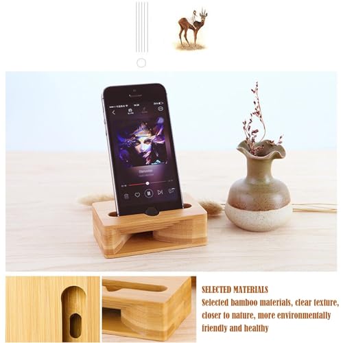 Wooden Phone Speaker Amplifier Stand, Universal Wooden Cell Phone Stand with Speaker, Natural Sound Amplifier Mini Megaphone Holder for iPhone and Smartphones, Office Desk Accessories (A-Set, 2pcs)