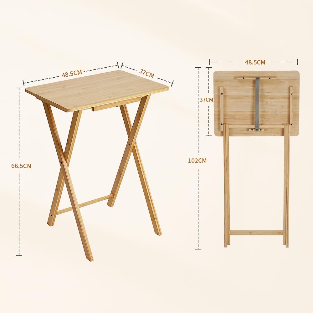 Fancial Rectangular Bamboo Folding Table, solid wood color