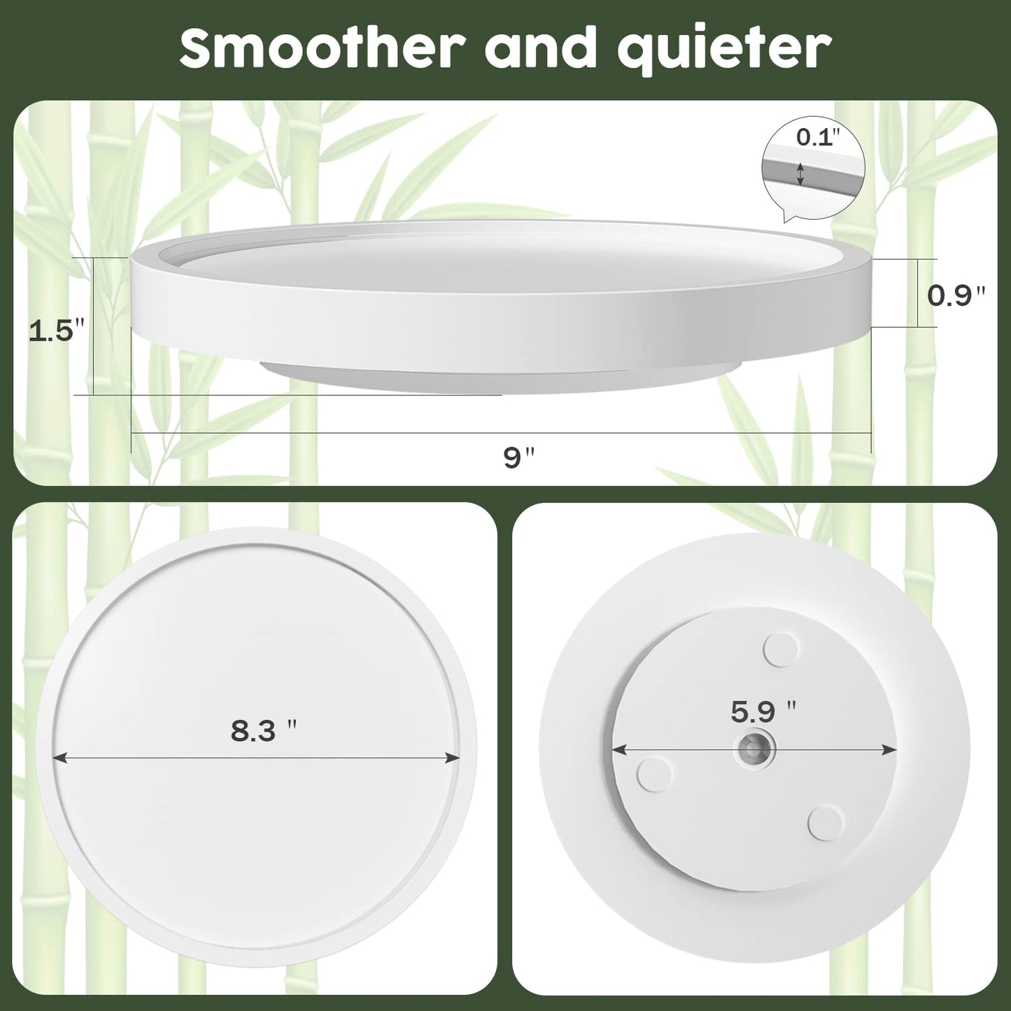 Lazy Susan Organizer, 9 Inch Non-Skid Bamboo Lazy Susan for Table Storage Napkin Holder Vase, Wood Turntable for Kitchen Countertop Organizer