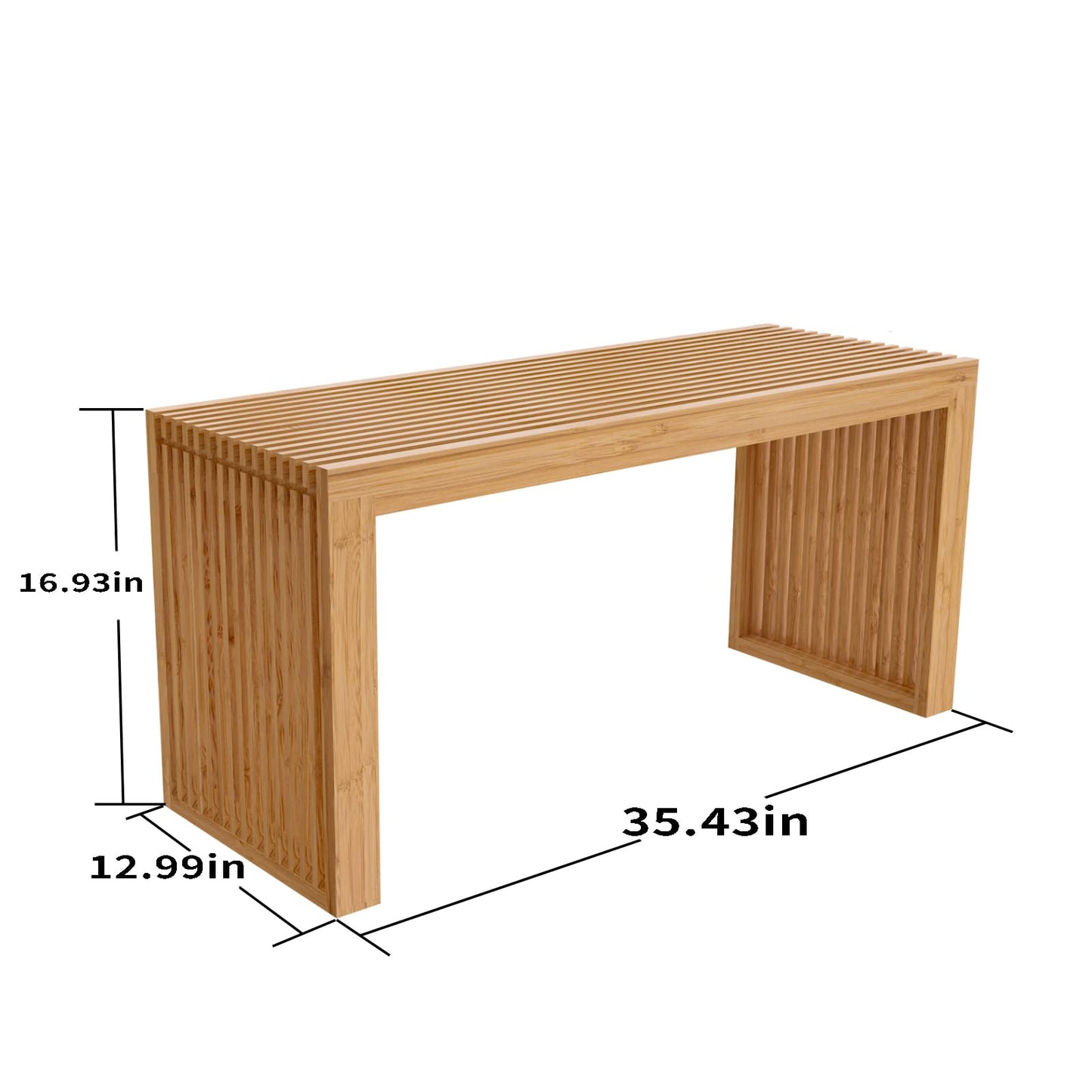 Bamboo Dining Bench, 35 inch Farmhouse Decor Indoor Kitchen Table Bench, Entryway Shoe Rack Bench, Outdoor Bench, Solid Bamboo Benches for Living Room, Hallway, Bedroom, Bathroom