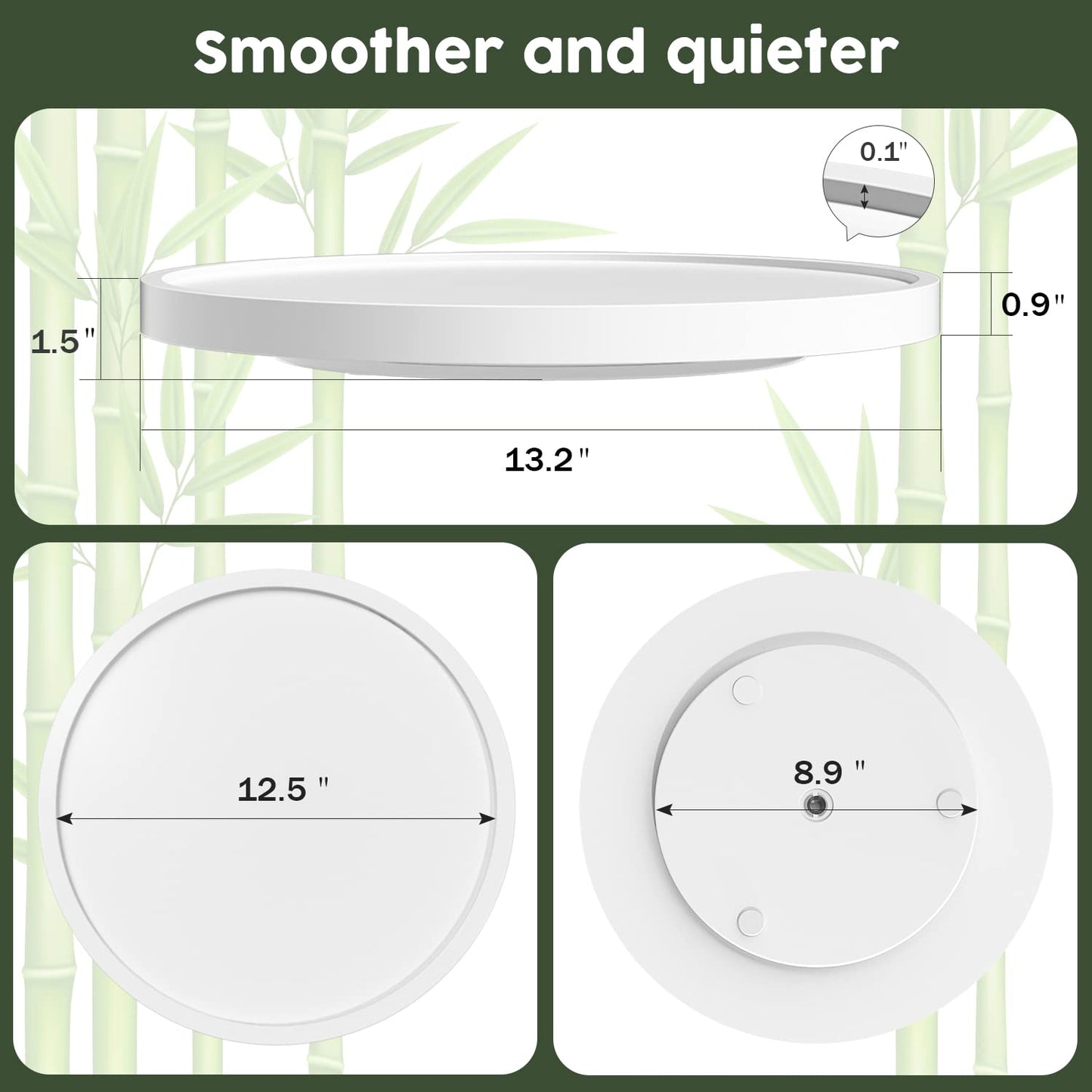 Lazy Susan Organizer, 9 Inch Non-Skid Bamboo Lazy Susan for Table Storage Napkin Holder Vase, Wood Turntable for Kitchen Countertop Organizer