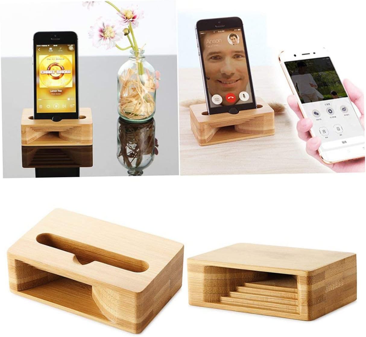 Tablet Mount for Car Sofa Desk Car Cellphone Holder Phone Stand Office Speaker Stand Wood Phone Sound Amplifier Phone Bamboo Bracket