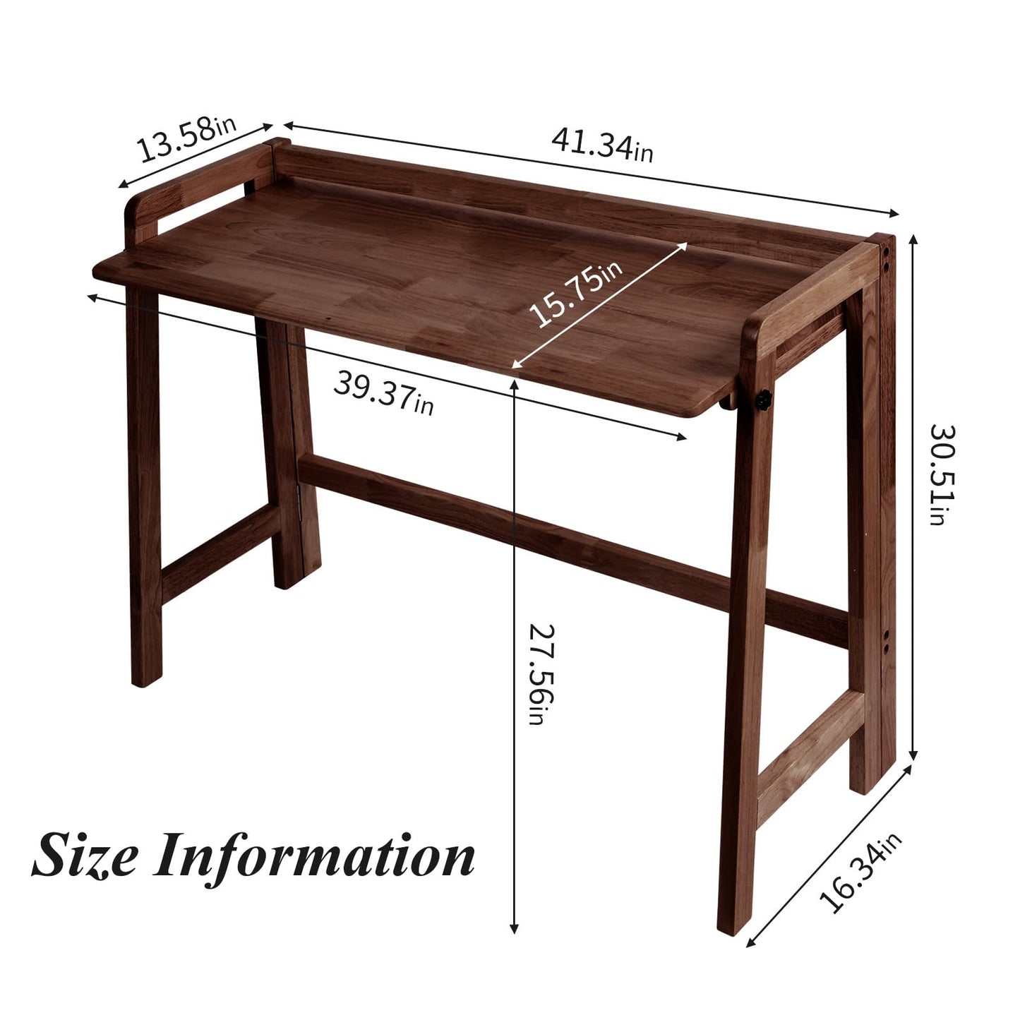 Computer Desk, Foldable Desk, Home Office Desks, Solid Wood Writing Desk, Mid Century Modern Desks, Oak Study Table, Folding Desks for Small Spaces, 31.5 W x 27.6 H x 13.6 D Inches, Natural