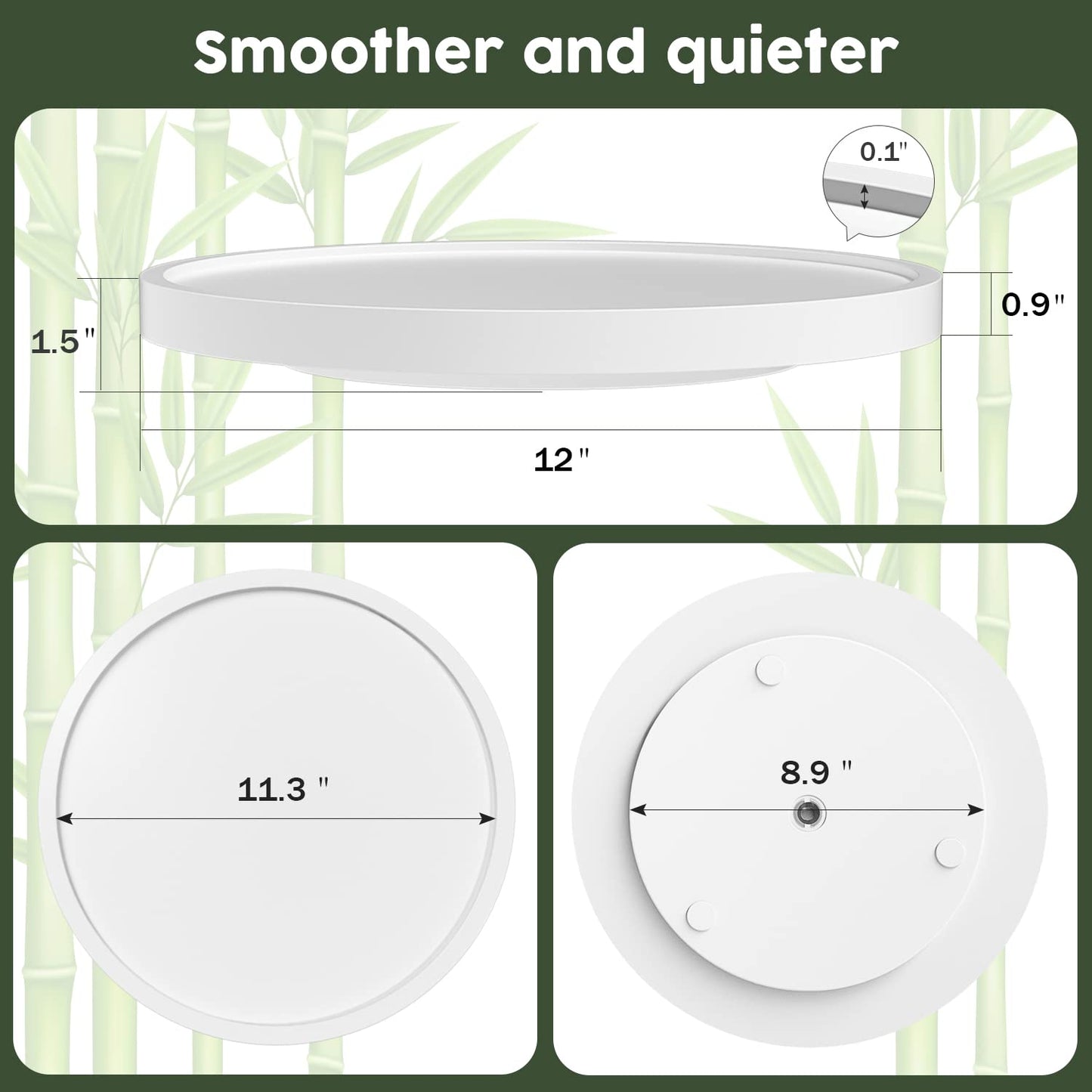 Lazy Susan Organizer, 9 Inch Non-Skid Bamboo Lazy Susan for Table Storage Napkin Holder Vase, Wood Turntable for Kitchen Countertop Organizer