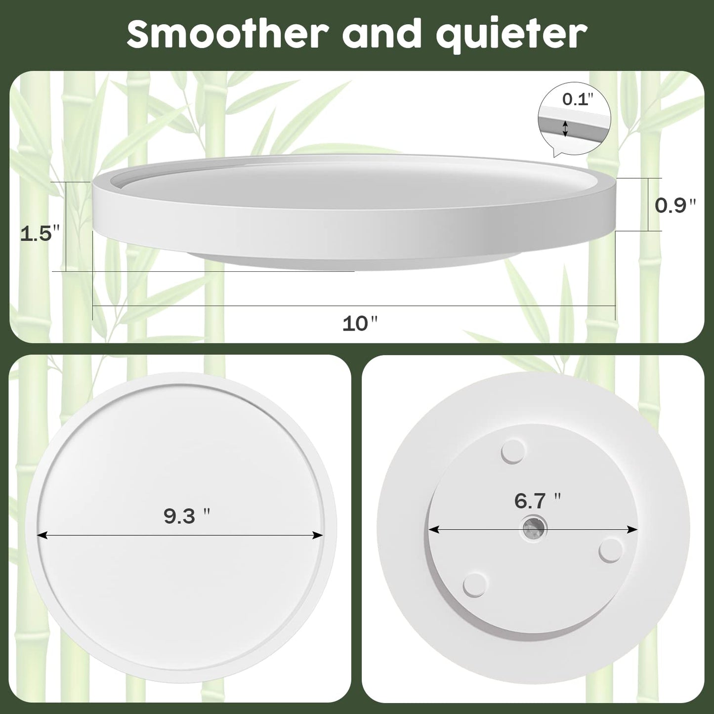 Lazy Susan Organizer, 9 Inch Non-Skid Bamboo Lazy Susan for Table Storage Napkin Holder Vase, Wood Turntable for Kitchen Countertop Organizer