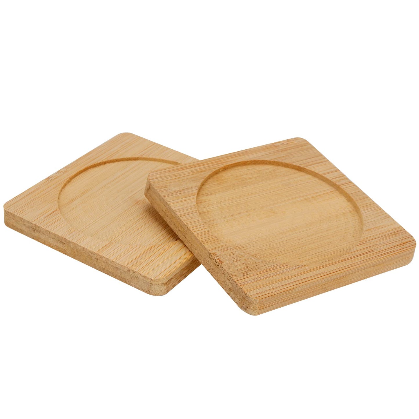 SHEUTSAN 60 PCS 3.7 Inches Natural Bamboo Coasters, Square Bamboo Wood Coasters, Square Bamboo Tray Saucer for Drinks, Crafts, Succulents