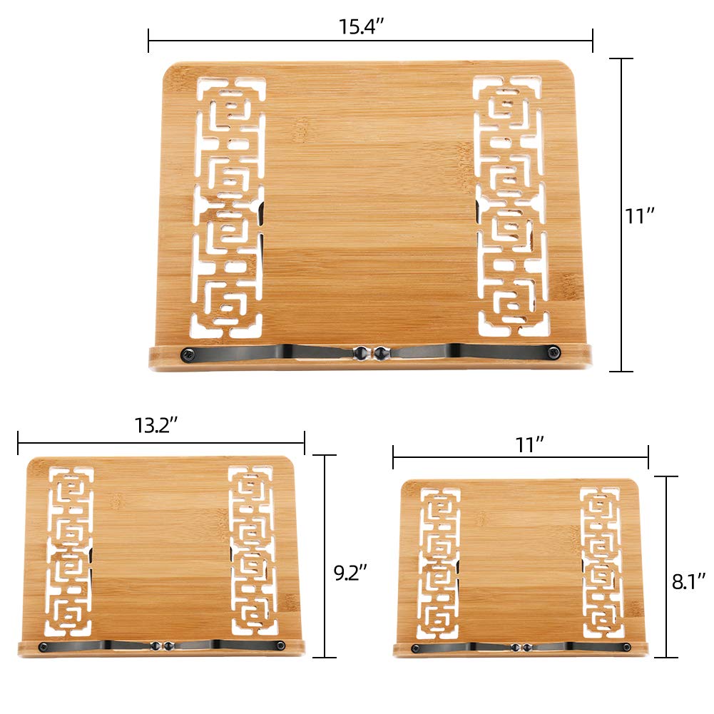 wishacc Soporte de bambú para libros de lectura, soporte para libro de cocina, soporte plegable para tableta, libro de texto, soporte para documentos de música, soporte de escritorio con patrón retro