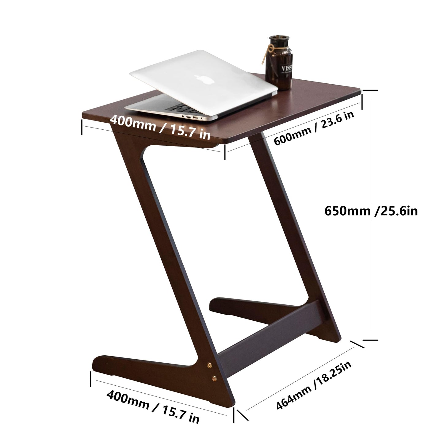 Zoopolyn Tv Tray Table Bamboo Tv Dinner Table C Shaped end Table for Sofa Couch Laptop Living Room Bedroom Natural