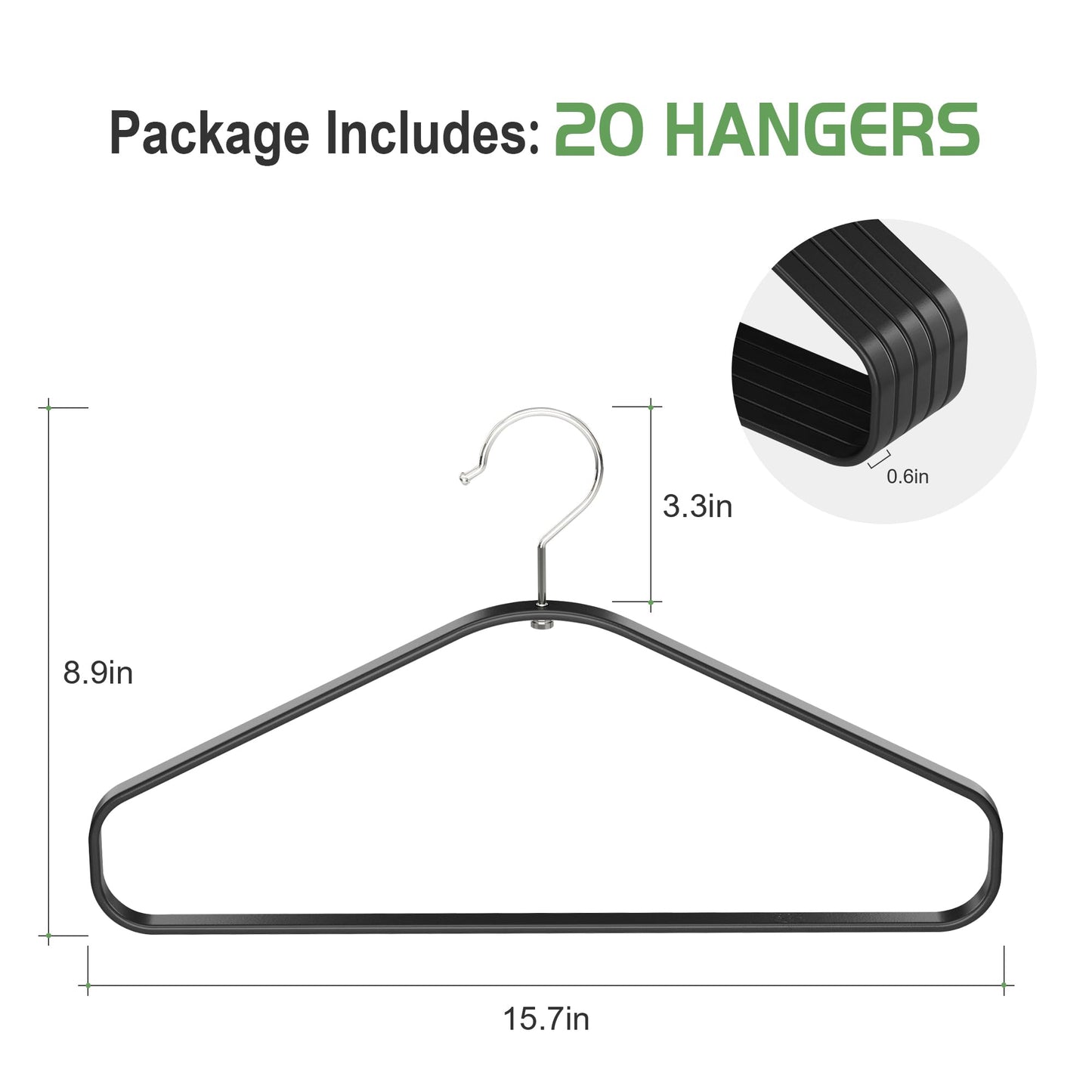 Bamboo Hangers 20 Pack - Durable & Slim Coat Hanger - Suit Hangers with 360-Degree Rotatable Hook