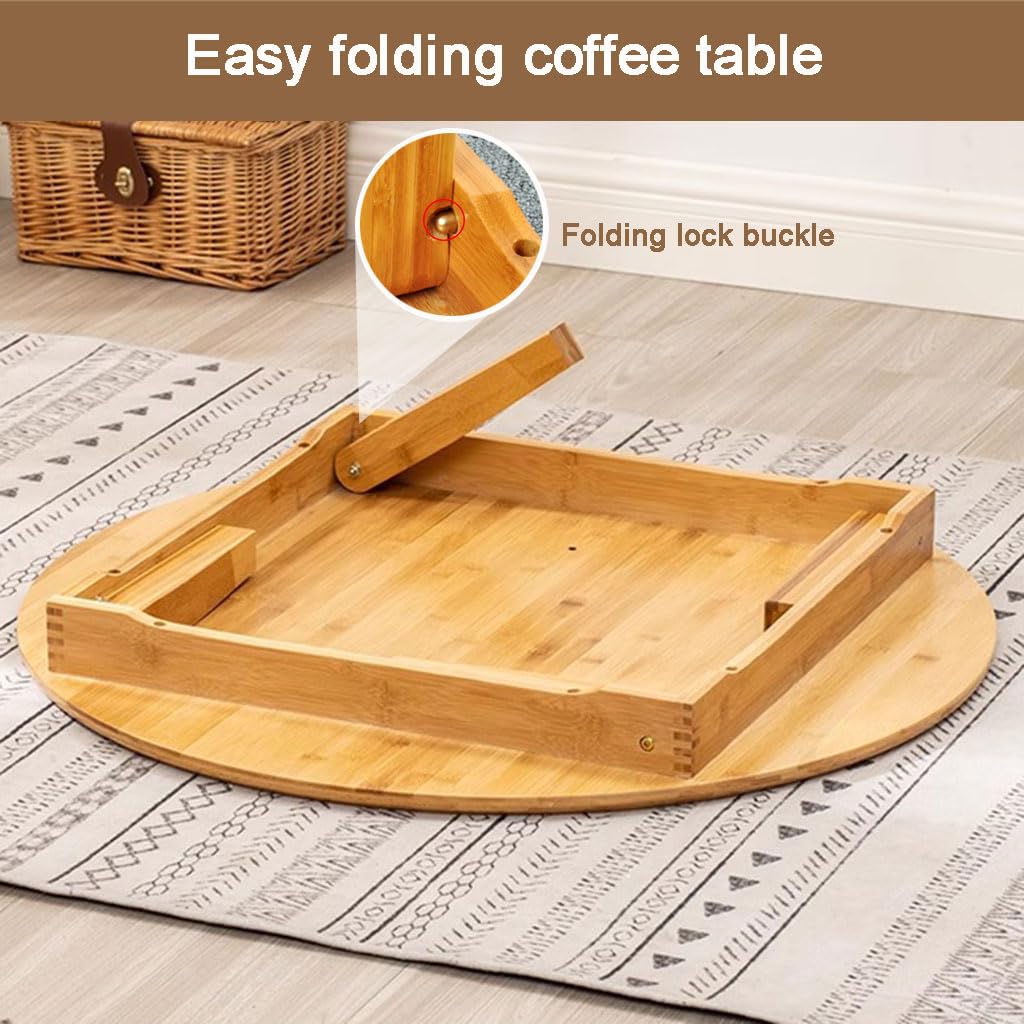 Portable Rectangle Foldable Coffee Table Japanese Tea Table, Bamboo Low Table for Sitting on The Floor, Dining Table, Tatami Table for Living Room Bedroom Meditation (Size:27.6*19.7*12.2in)