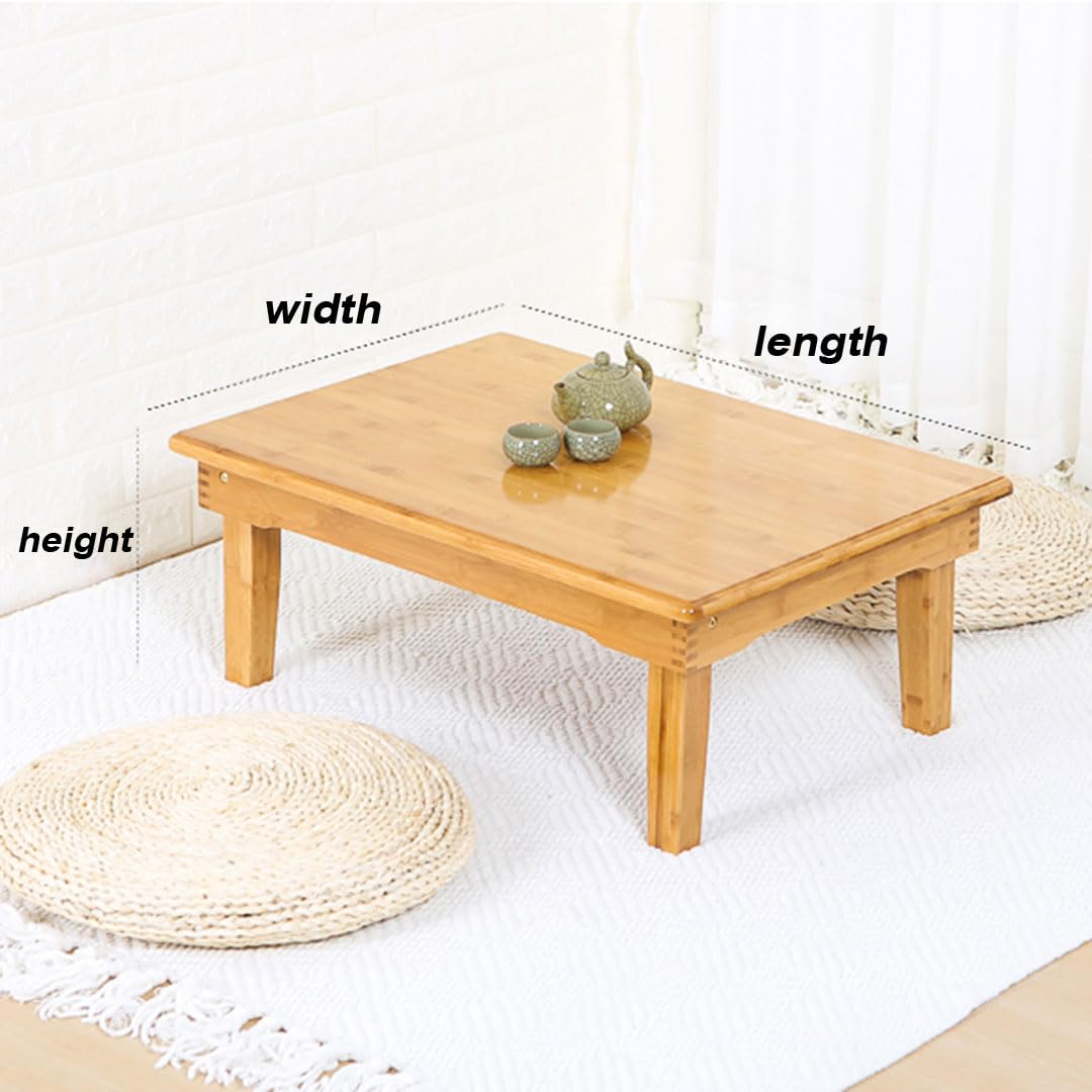 Foldable Bamboo Table,Japanese-Style Household Square Bamboo Table,Low Bamboo Table,Computer Table,Coffee Table,60 * 40 * 27cm