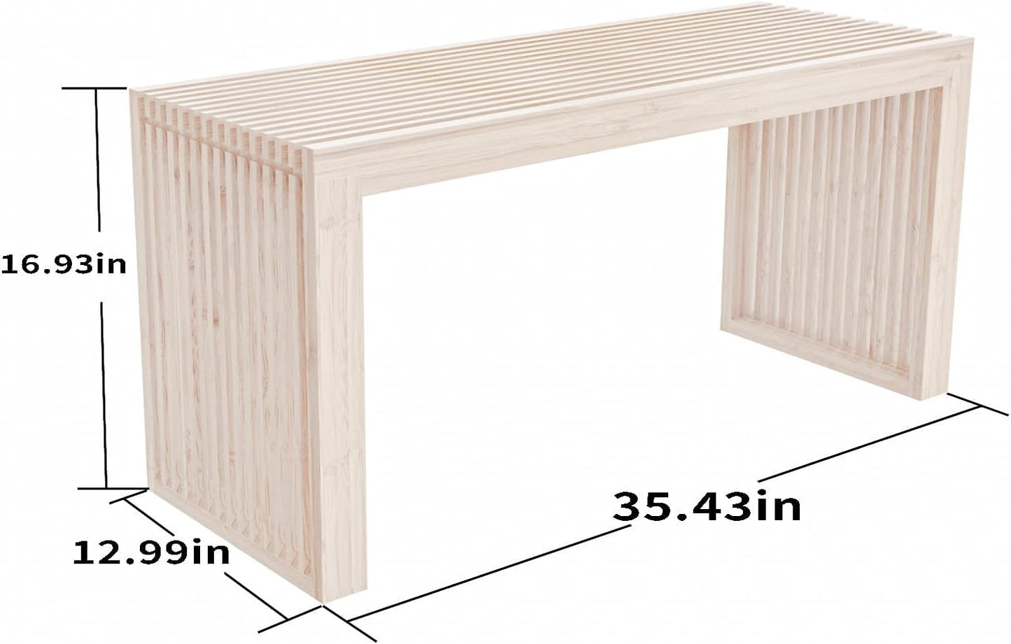 Bamboo Dining Bench, 35 inch Farmhouse Decor Indoor Kitchen Table Bench, Entryway Shoe Rack Bench, Outdoor Bench, Solid Bamboo Benches for Living Room, Hallway, Bedroom, Bathroom