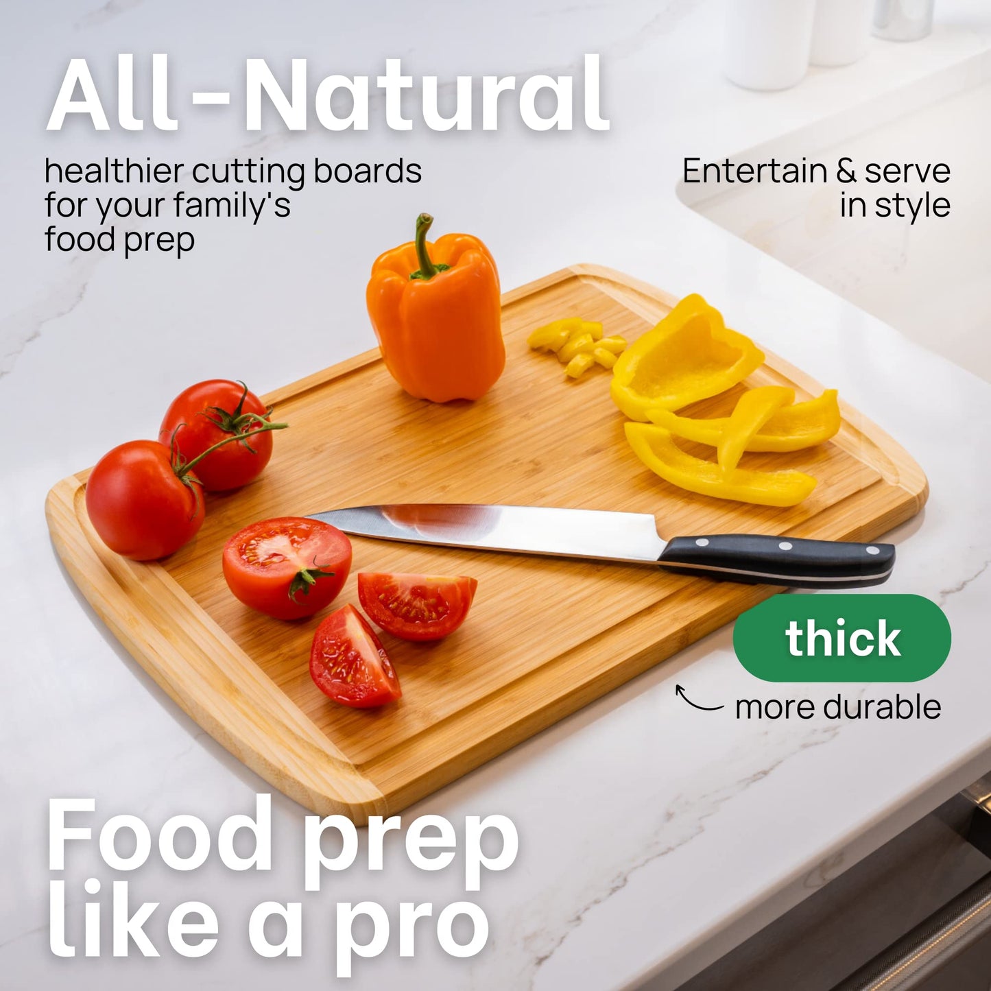 GREENER CHEF 18 Inch Extra Large Bamboo Cutting Board with Lifetime Replacements - Wood XL Cutting Boards for Kitchen