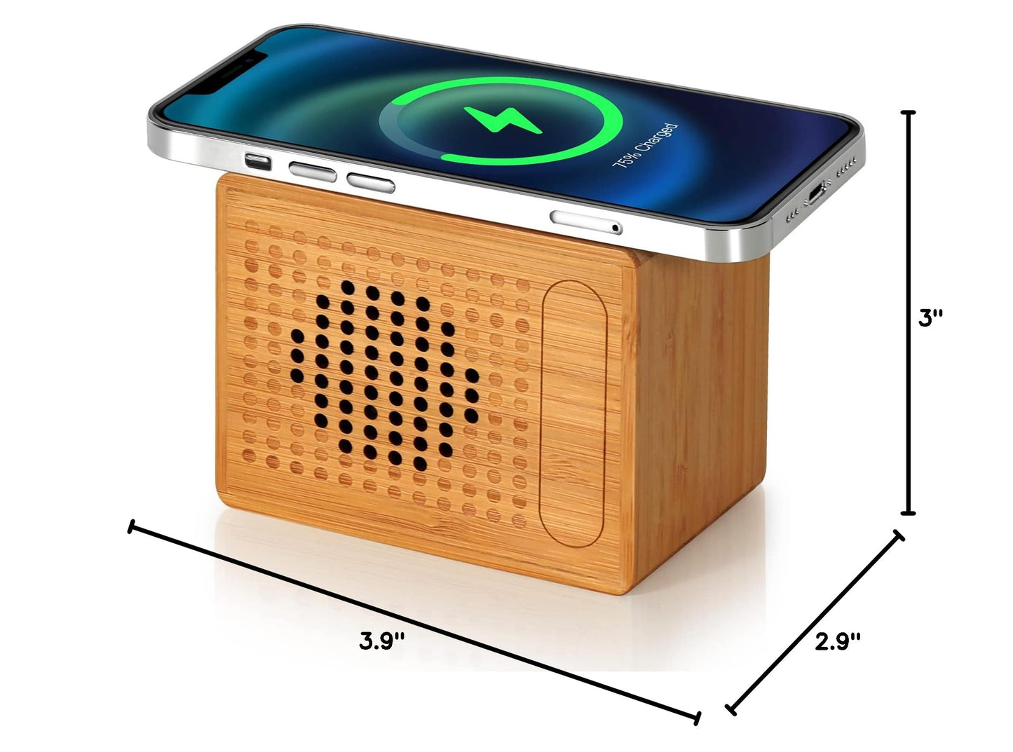 Bluetooth Speaker with 10W Fast Wireless Charger，12-Hour Playtime，Handmade and Small Portable Speakers Wireless for iPhone ipad Android Smart Devices