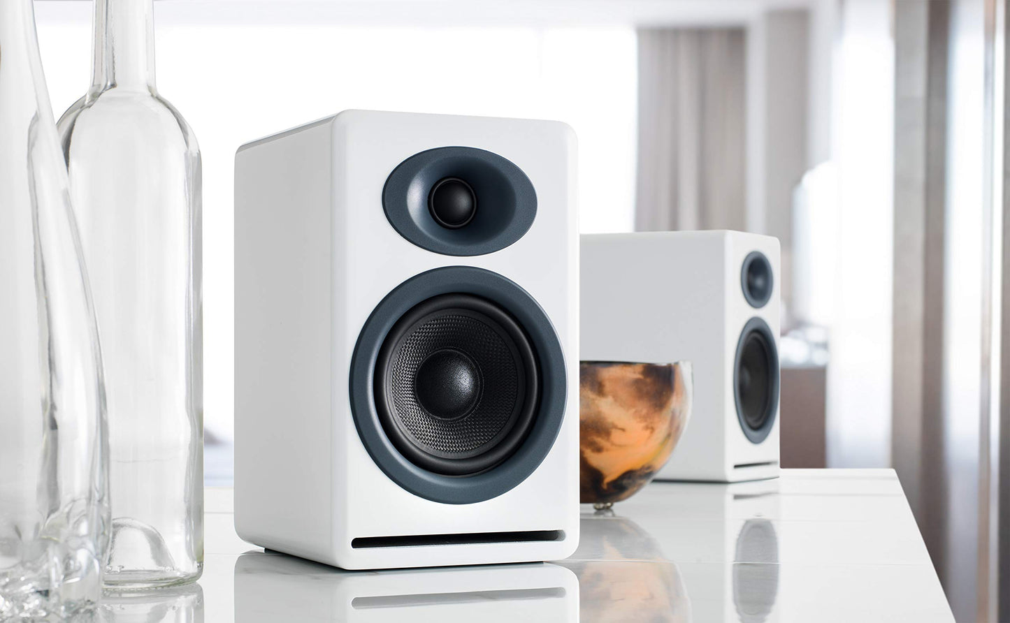 Audioengine P4 Passive Bookshelf Speakers | Home Stereo High-Performing 2-Way Desktop Speakers (Bamboo)