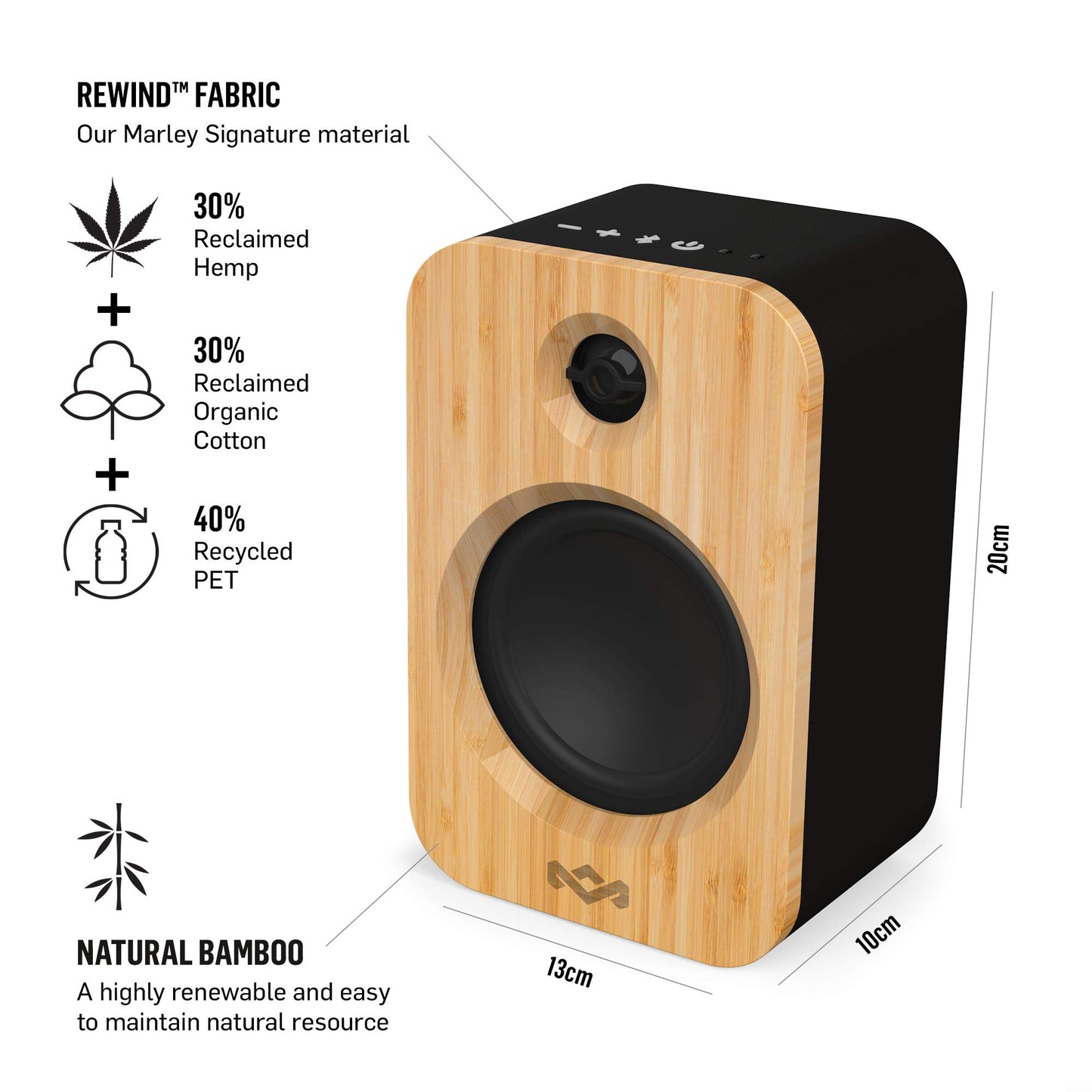 House of Marley Get Together Duo, Powerful Bookshelf Speakers with Wireless Bluetooth Connectivity and Sustainable Materials