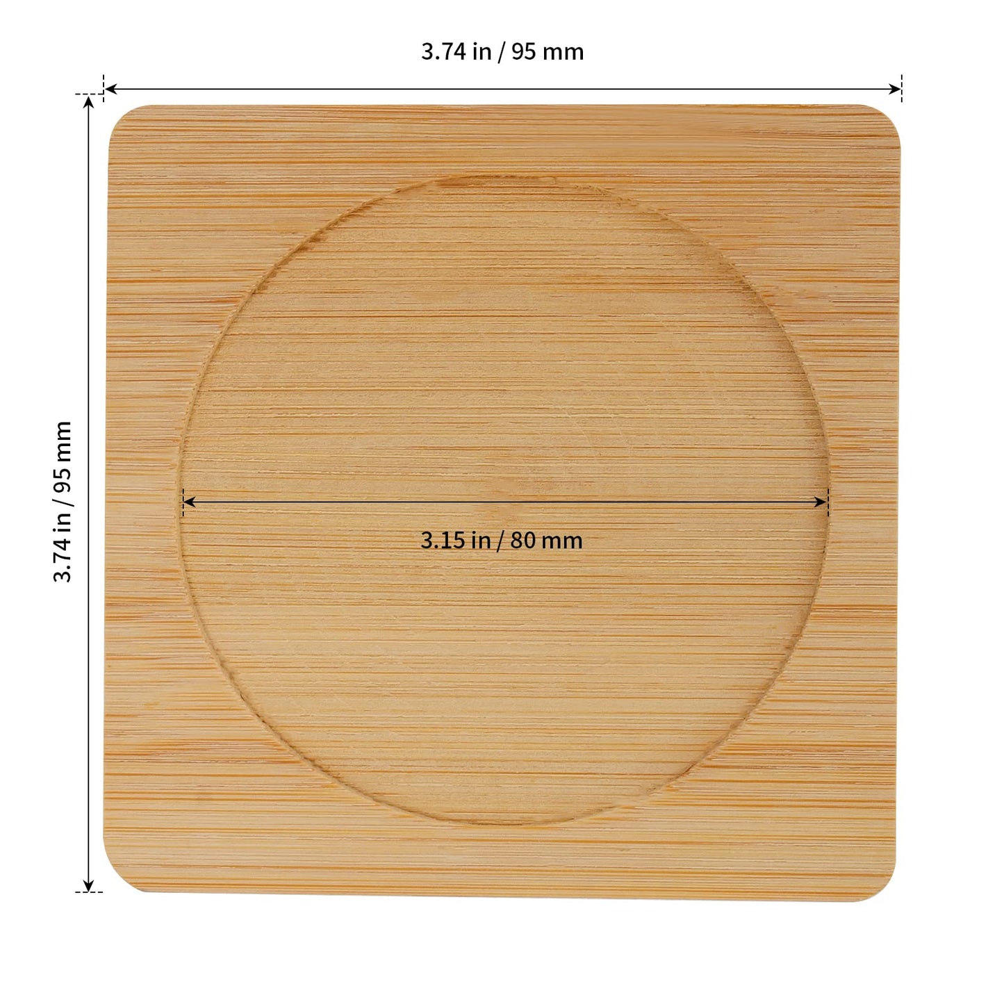 SHEUTSAN 60 PCS 3.7 Inches Natural Bamboo Coasters, Square Bamboo Wood Coasters, Square Bamboo Tray Saucer for Drinks, Crafts, Succulents