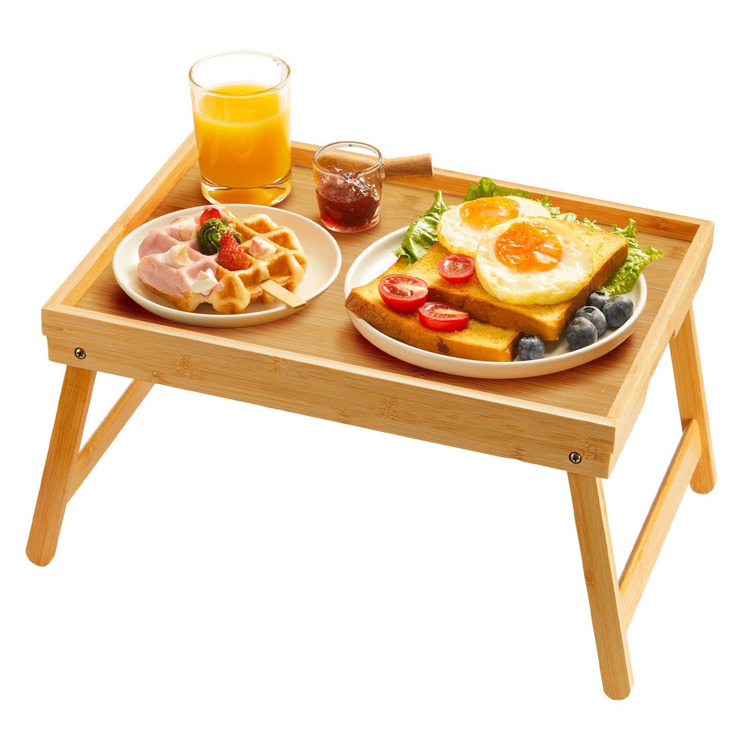 Bamboo Bed Tray Table with Foldable Legs, Breakfast Tray for Sofa, Bed, Eating, Working, Used As Laptop Desk Snack Tray by Pipishell