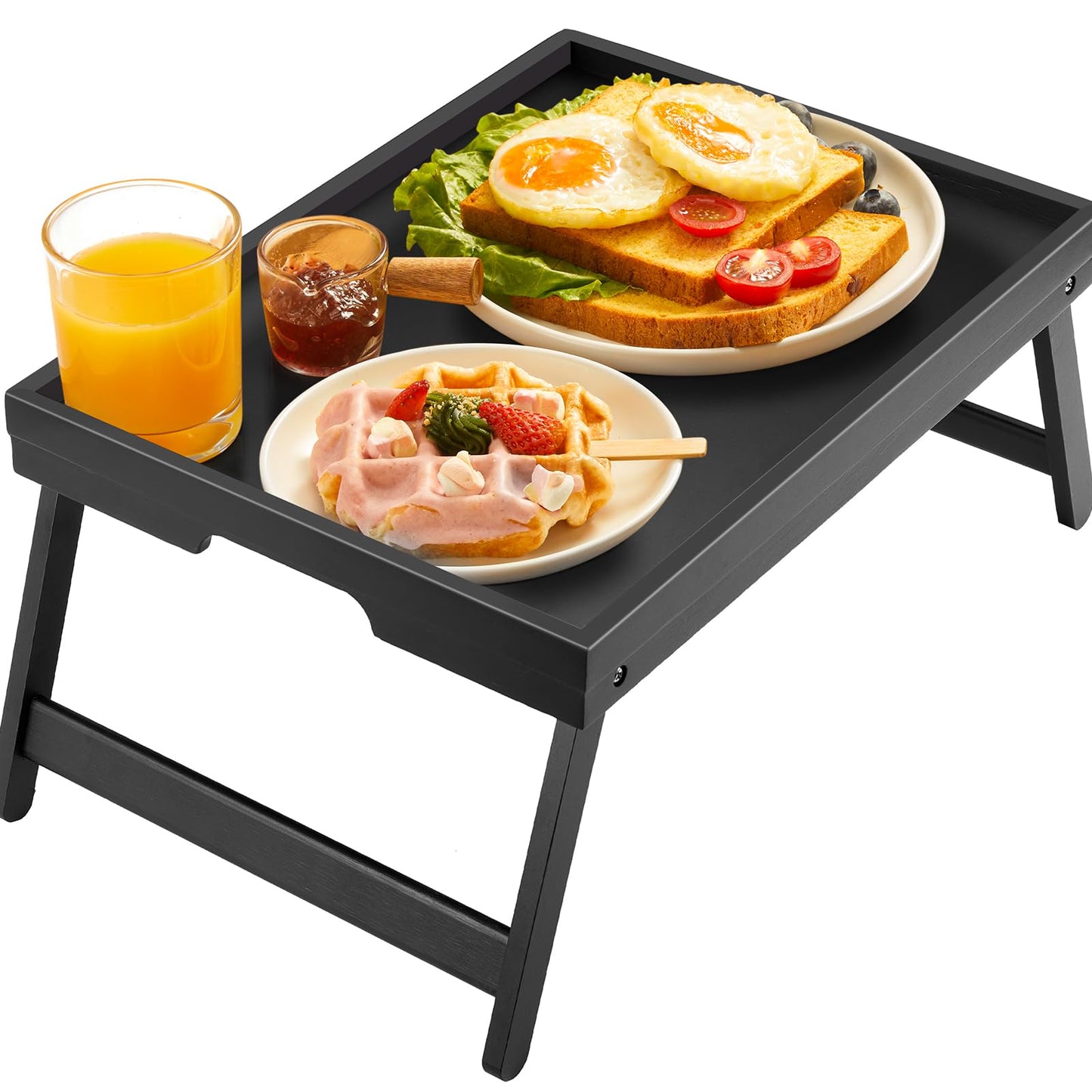 Bamboo Bed Tray Table with Foldable Legs, Breakfast Tray for Sofa, Bed, Eating, Working, Used As Laptop Desk Snack Tray by Pipishell