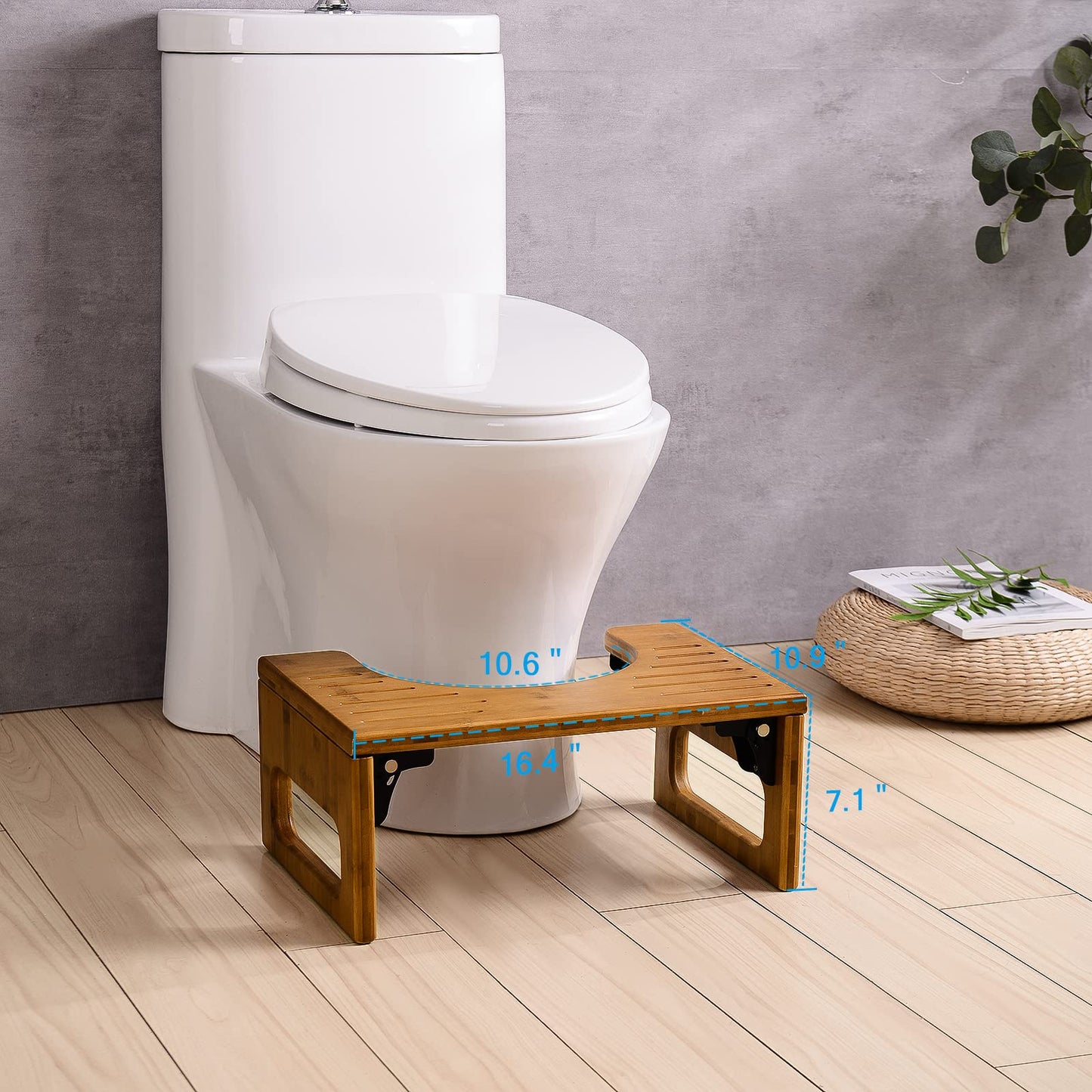 AmazerBath 7 Inches Bamboo Toilet Stool Squat for Adults, Collapsible Poop Stool for Bathroom...