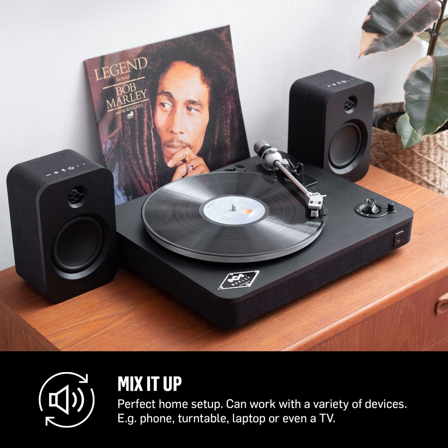 House of Marley Get Together Duo, Powerful Bookshelf Speakers with Wireless Bluetooth Connectivity and Sustainable Materials