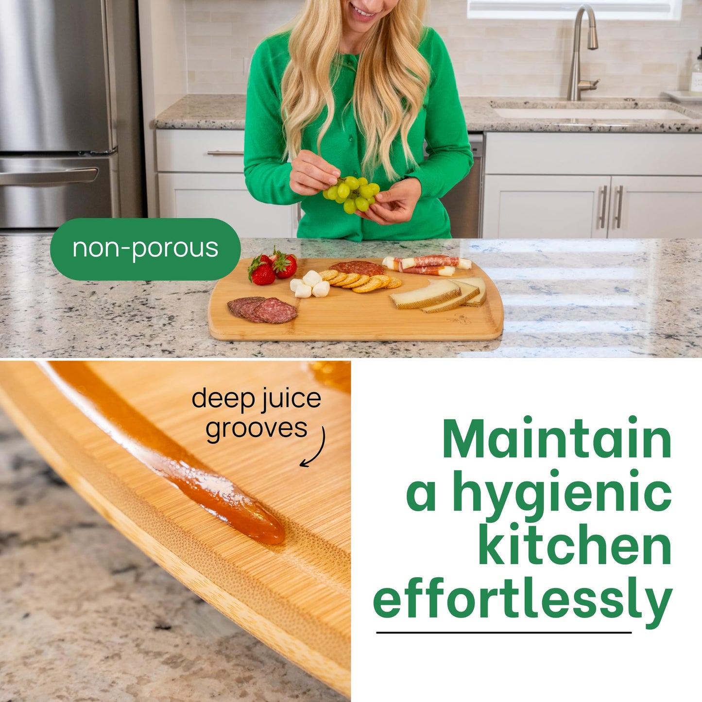 GREENER CHEF 18 Inch Extra Large Bamboo Cutting Board with Lifetime Replacements - Wood XL Cutting Boards for Kitchen