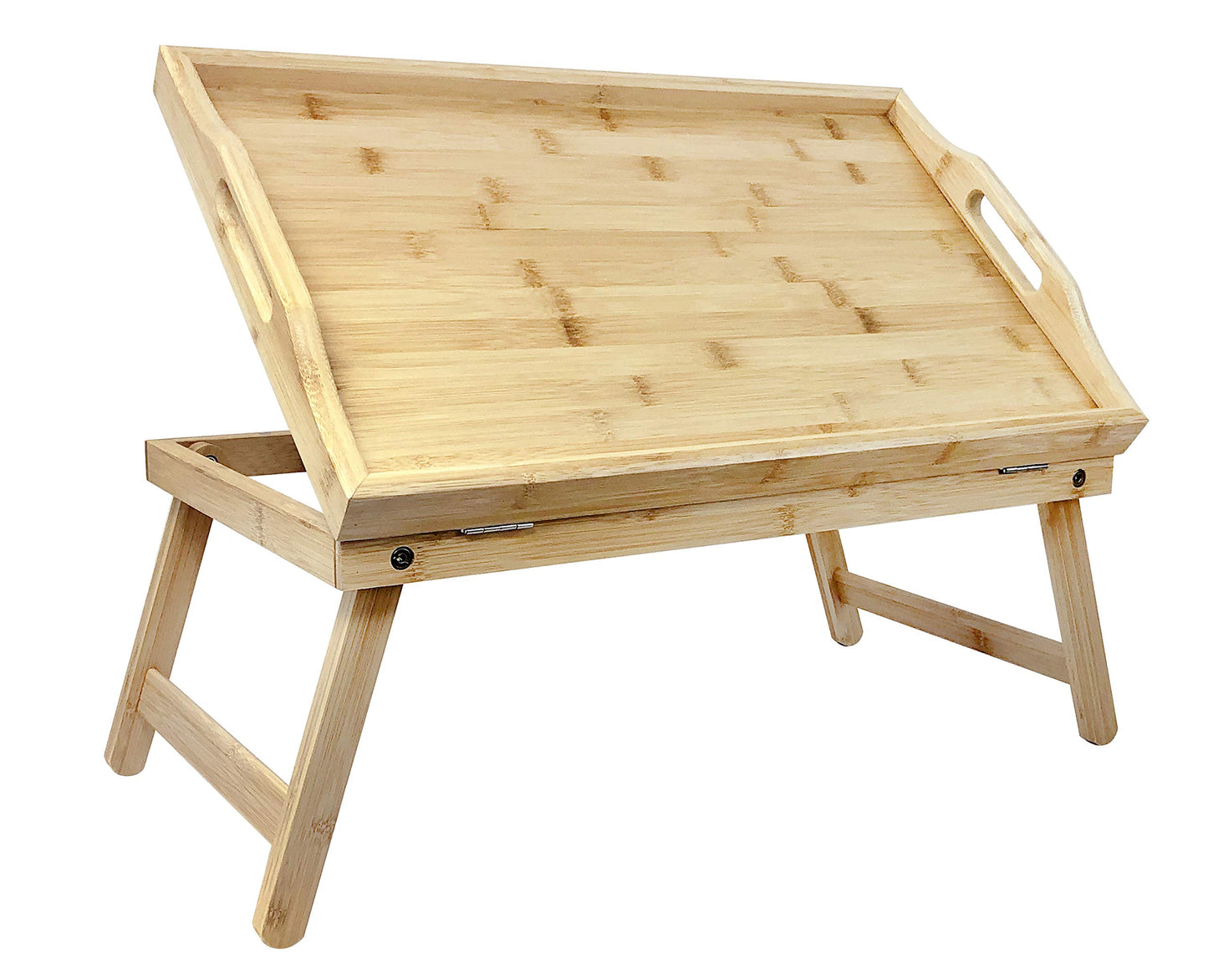 Essential Medical Supply Bamboo Bed and Lap Tray - Flip Up Top, Raised Edge, and Handles for Easy Use - Perfect for Eating, Reading or Working in Bed, On a Recliner or in a Wheelchair