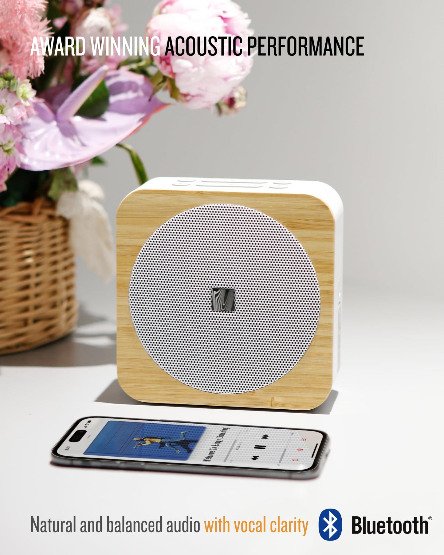 Sound Spot II SFQ-18: Portable Bluetooth Speaker with Powerful Bass, Nature Sounds, Ambient Light, and Speakerphone (White)