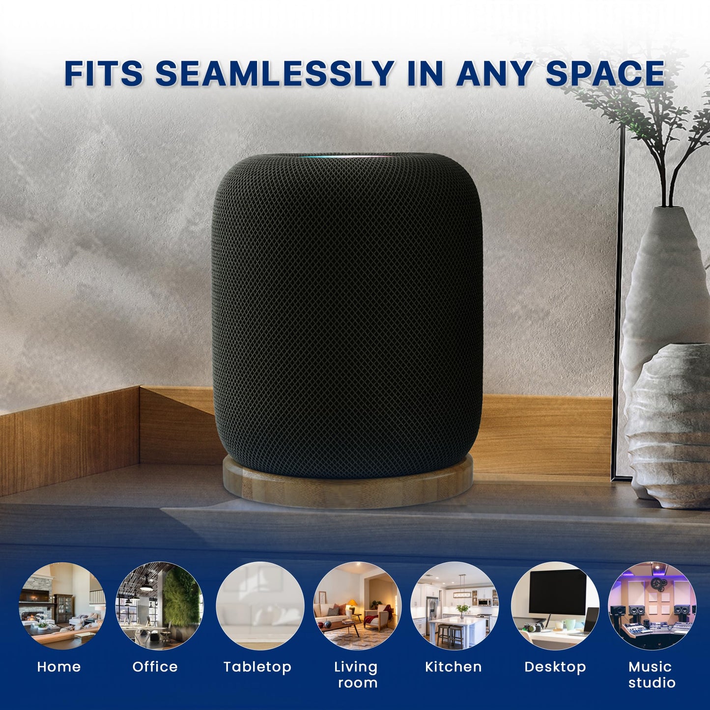 Bamboo Stand for Homepod/HomePod 2 with Non-Slip Feet and Scratch Resistant Elegant Space Saving Smart Speaker Bamboo Holder Enhance Home Audio Experience,of 1