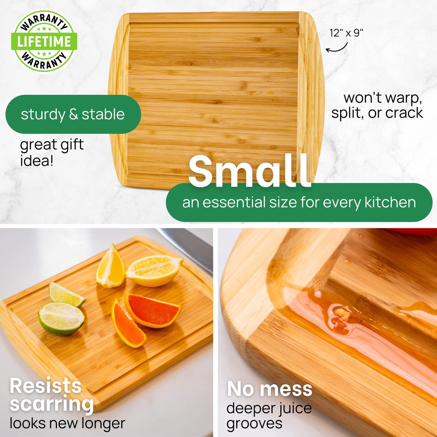 GREENER CHEF 18 Inch Extra Large Bamboo Cutting Board with Lifetime Replacements - Wood XL Cutting Boards for Kitchen