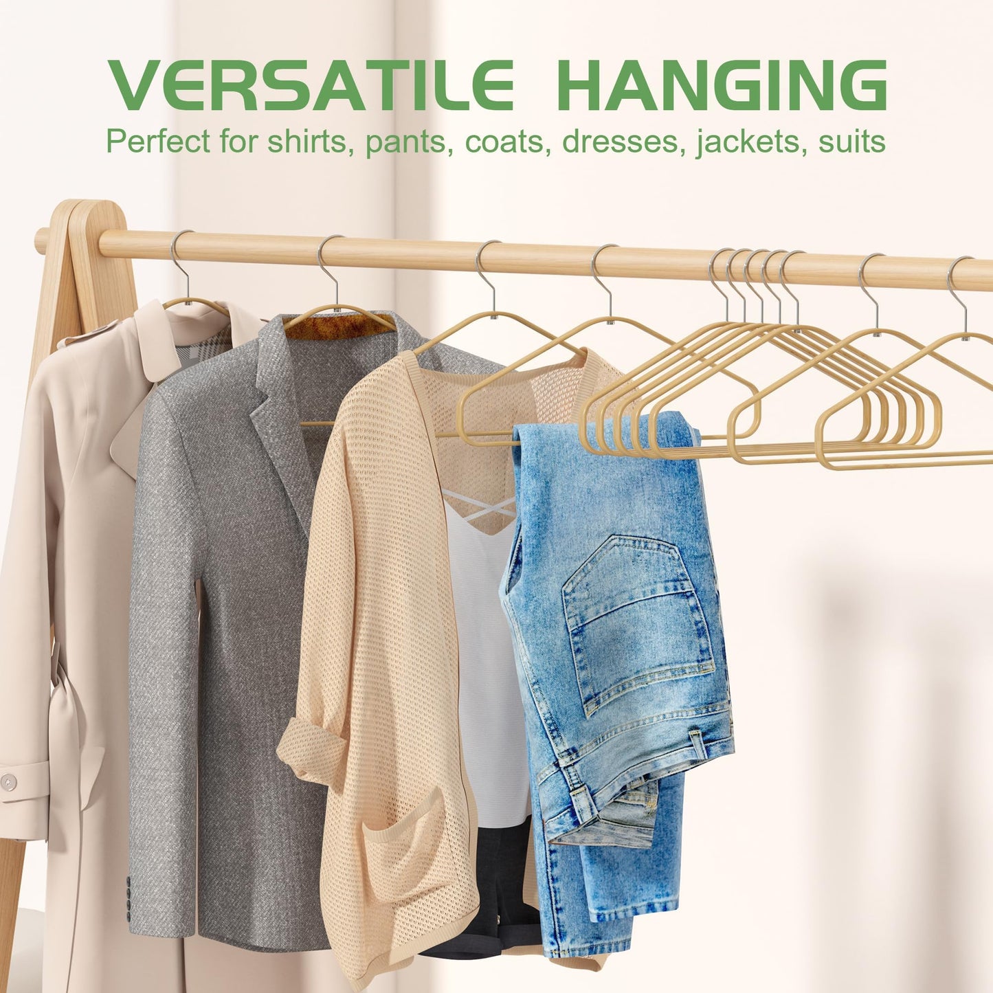 Bamboo Hangers 20 Pack - Durable & Slim Coat Hanger - Suit Hangers with 360-Degree Rotatable Hook