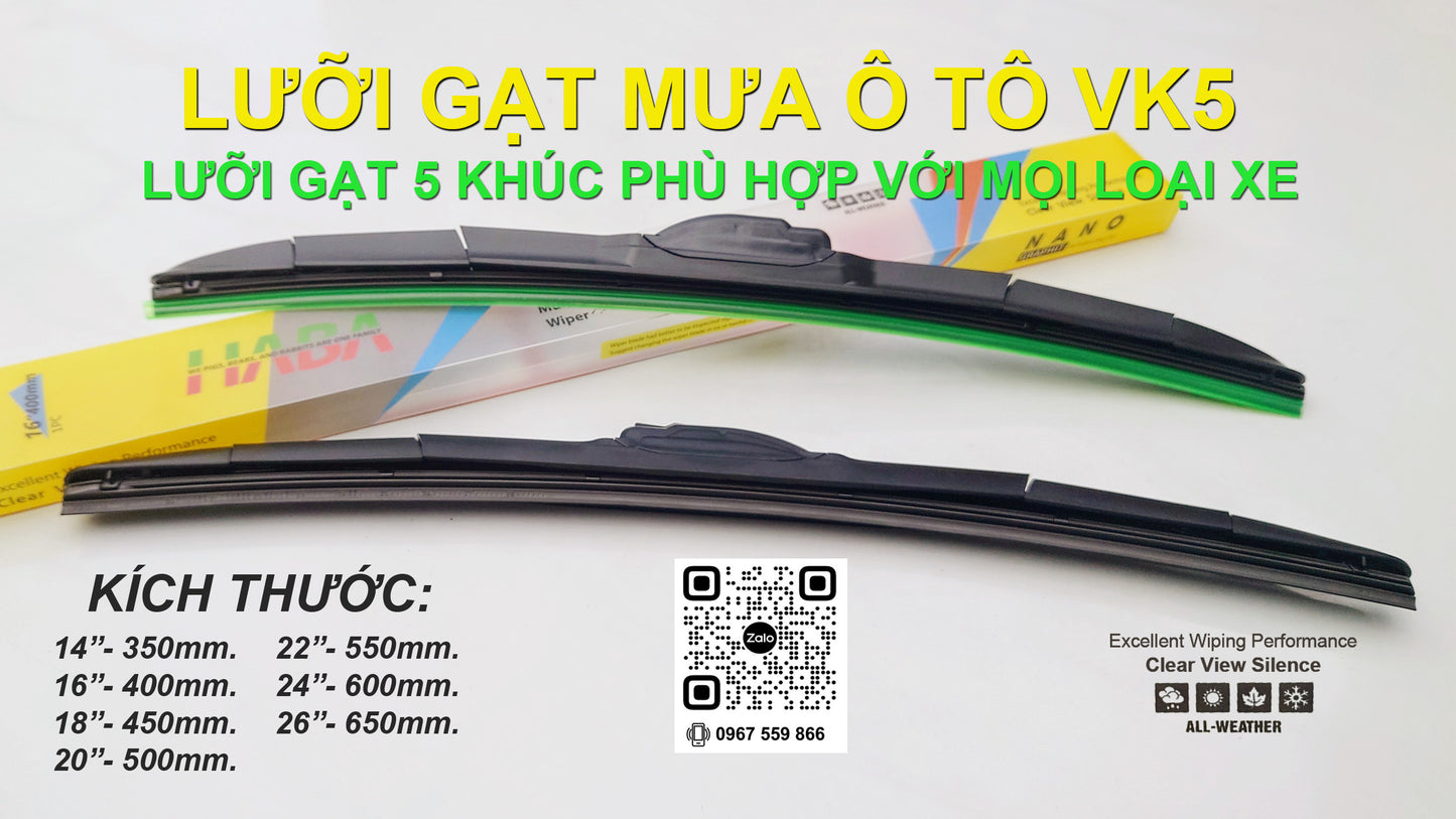 Lưỡi Gạt Mưa Ô Tô Đa Năng 5 Khúc (VK5) (Bán Theo Cặp)